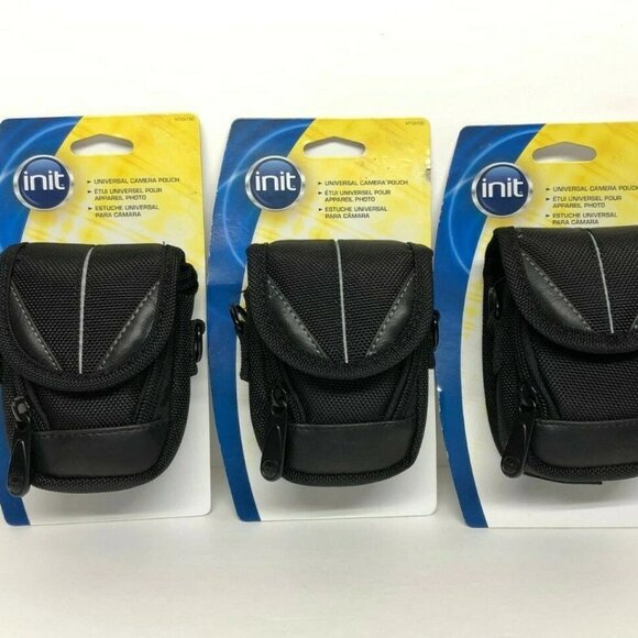 Camera Pouch Case Universal Lot of 3 INIT NT-CA 150 With Strap 4" x 3.5" New - Picture 1 of 6